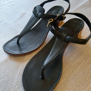 Tory Burch Black Leather Thong Sandals